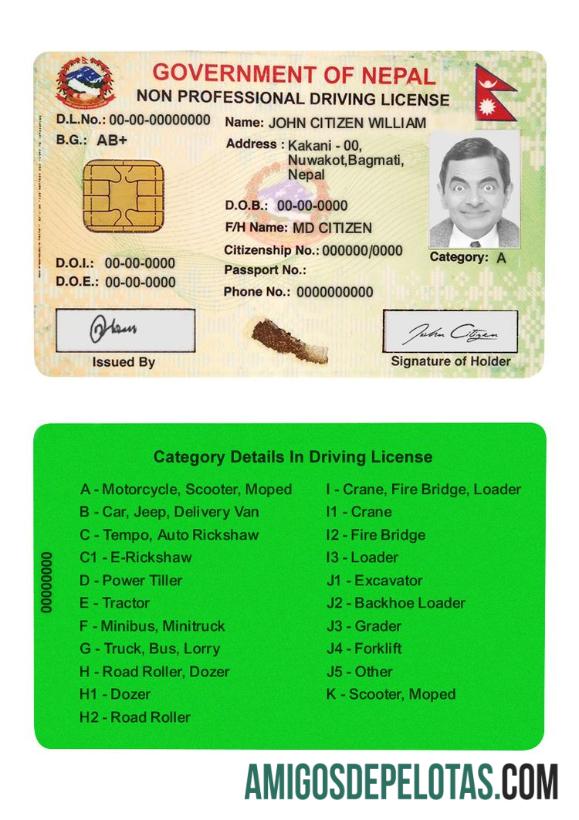 Carteira de habilitação inteligente do Nepal baixar para verificação